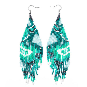 Kaseakia Beaded Dangle Earrings for Women, Bohemian Tassel Drop Earrings