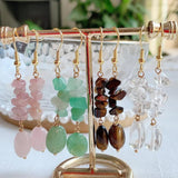 Reiki Natural Crystal Earrings for Women Carnelian Purple Crystal Drop Earring