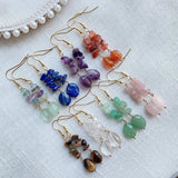 Reiki Natural Crystal Earrings for Women Carnelian Purple Crystal Drop Earring