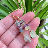 Reiki Natural Crystal Earrings for Women Carnelian Purple Crystal Drop Earring