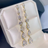 Water Drop Zirconia Dangle Earrings Crystal Pendant Bohemian Party Jewerly