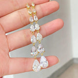 Water Drop Zirconia Dangle Earrings Crystal Pendant Bohemian Party Jewerly