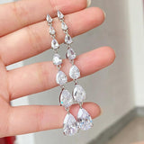 Water Drop Zirconia Dangle Earrings Crystal Pendant Bohemian Party Jewerly