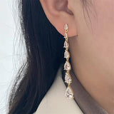 Water Drop Zirconia Dangle Earrings Crystal Pendant Bohemian Party Jewerly