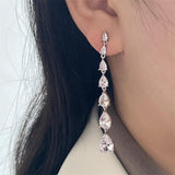 Water Drop Zirconia Dangle Earrings Crystal Pendant Bohemian Party Jewerly