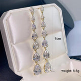 Water Drop Zirconia Dangle Earrings Crystal Pendant Bohemian Party Jewerly