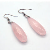 Stylish Silver Plated Rose Quartz Long Drop Earrings