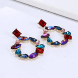 Colorful Crystals Long Drop Earrings For Women