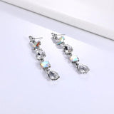 Colorful Crystals Long Drop Earrings For Women