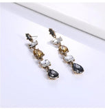 Colorful Crystals Long Drop Earrings For Women