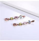 Colorful Crystals Long Drop Earrings For Women