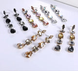 Colorful Crystals Long Drop Earrings For Women