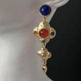 Retro Gemstone Inlay Earrings Medieval Style