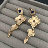 Retro Gemstone Inlay Earrings Medieval Style