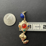 Retro Gemstone Inlay Earrings Medieval Style