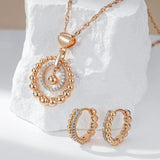 Kinel 585 Rose Silver Bead Zircon Hoop Earrings Wedding Jewelry