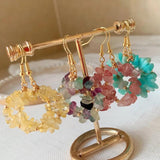 Natural Stone Ore Chips Gravel Quartz Flower Tassel Earrings