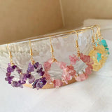 Natural Stone Ore Chips Gravel Quartz Flower Tassel Earrings
