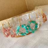 Natural Stone Ore Chips Gravel Quartz Flower Tassel Earrings