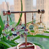 Natural Stone Ore Chips Gravel Quartz Flower Tassel Earrings