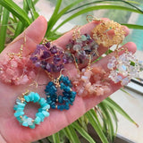 Natural Stone Ore Chips Gravel Quartz Flower Tassel Earrings