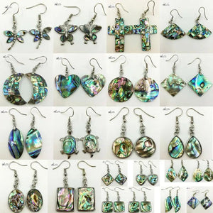 Abalone Shell Oval Bead Dangle Earrings Pair