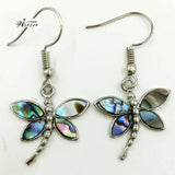 Abalone Shell Oval Bead Dangle Earrings Pair