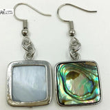 Abalone Shell Oval Bead Dangle Earrings Pair