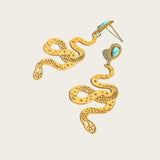 YACHAN 18K Plated Snake Drop Earrings Turquoise Dangle Jewelry