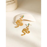 YACHAN 18K Plated Snake Drop Earrings Turquoise Dangle Jewelry