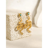 YACHAN 18K Plated Snake Drop Earrings Turquoise Dangle Jewelry