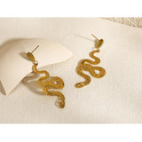 YACHAN 18K Plated Snake Drop Earrings Turquoise Dangle Jewelry