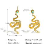 YACHAN 18K Plated Snake Drop Earrings Turquoise Dangle Jewelry