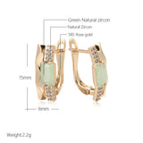 Kinel Emerald Square Cut Zircon 585 Rose Drop Earrings