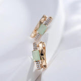 Kinel Emerald Square Cut Zircon 585 Rose Drop Earrings