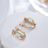 Kinel Emerald Square Cut Zircon 585 Rose Drop Earrings
