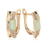 Kinel Emerald Square Cut Zircon 585 Rose Drop Earrings