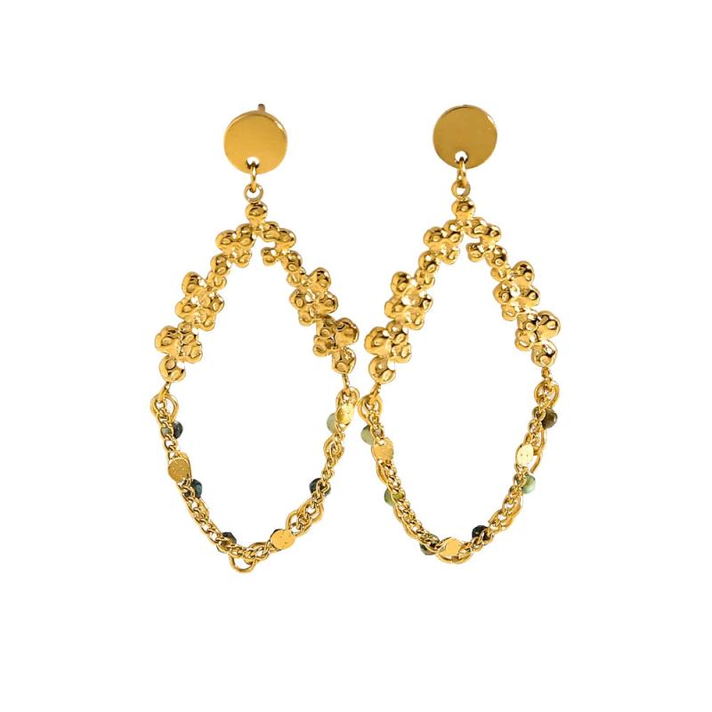 Irregular Stainless Steel Stone Drop Earrings
