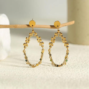 Irregular Stainless Steel Stone Drop Earrings