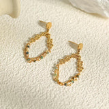 Irregular Stainless Steel Stone Drop Earrings