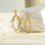 Irregular Stainless Steel Stone Drop Earrings
