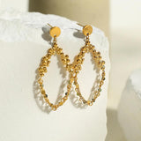 Irregular Stainless Steel Stone Drop Earrings