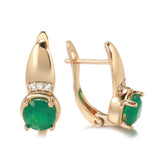 Emerald Round Cut Clip Earrings 585 Rose Fancy Vintage Bride Wedding Earrings