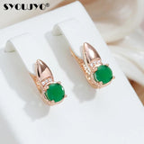Emerald Round Cut Clip Earrings 585 Rose Fancy Vintage Bride Wedding Earrings