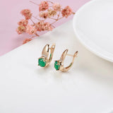 Emerald Round Cut Clip Earrings 585 Rose Fancy Vintage Bride Wedding Earrings