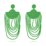 Monochrome Retro Tassel Rice Bead Earrings