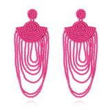 Monochrome Retro Tassel Rice Bead Earrings