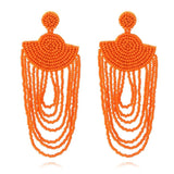 Monochrome Retro Tassel Rice Bead Earrings