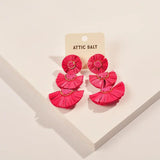 Raffia Three Layer Earrings Boho Studs