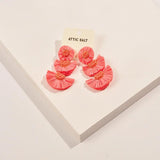 Raffia Three Layer Earrings Boho Studs